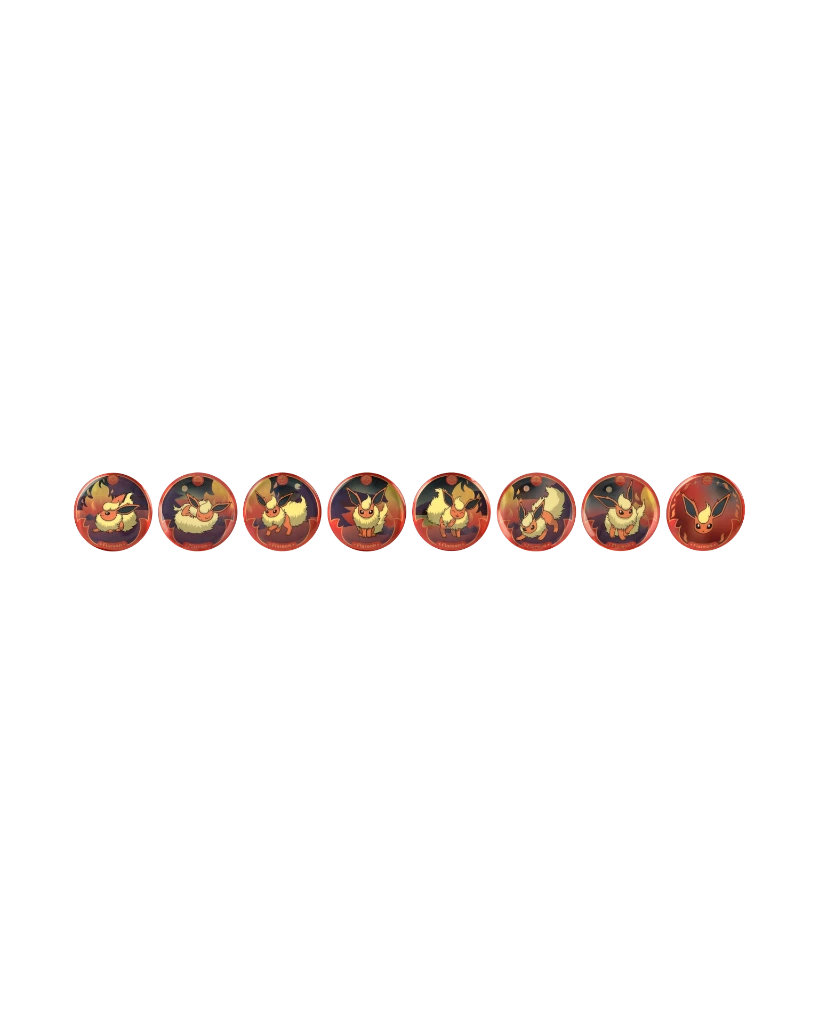 Terastal Gathering Flareon Badge Variants.webp