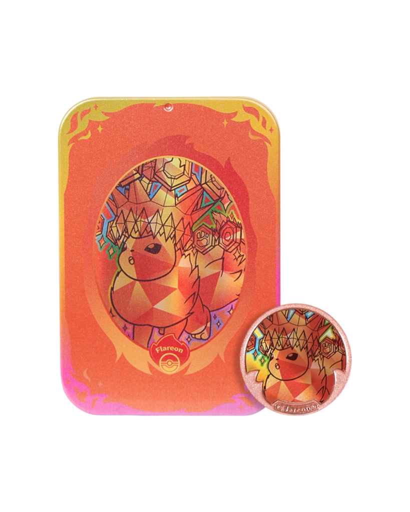 Terastal Gathering Status Coin Tin Box - Flareon Rare Tin.webp