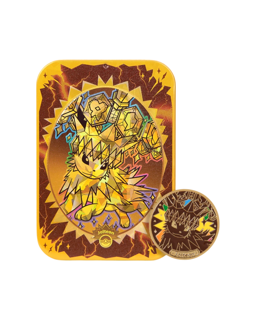 Terastal Gathering Status Coin Tin Box - Jolteon Ultra Rare Tin.webp