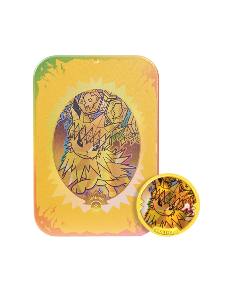 Terastal Gathering Status Coin Tin Box - Jolteon Rare Tin.webp
