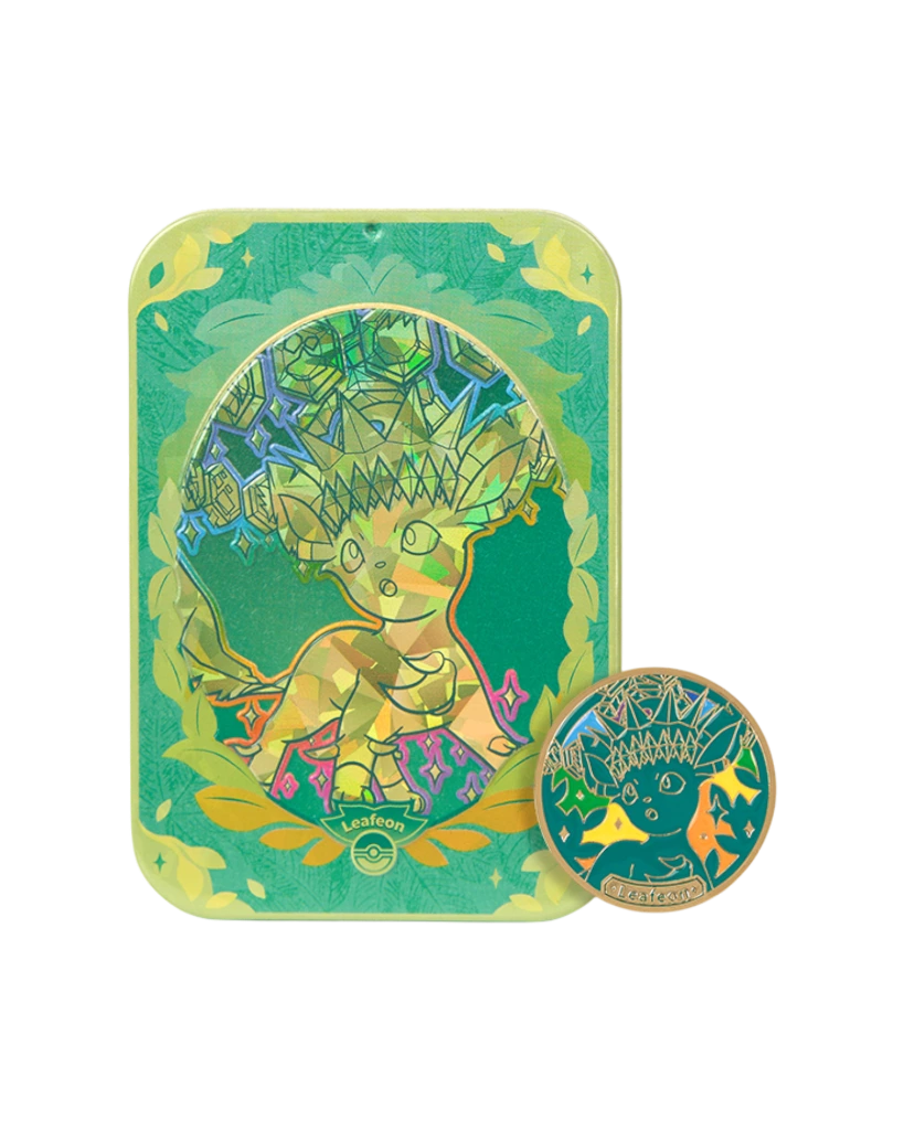 Terastal Gathering Status Coin Tin Box - Leafeon Ultra Rare Tin.webp