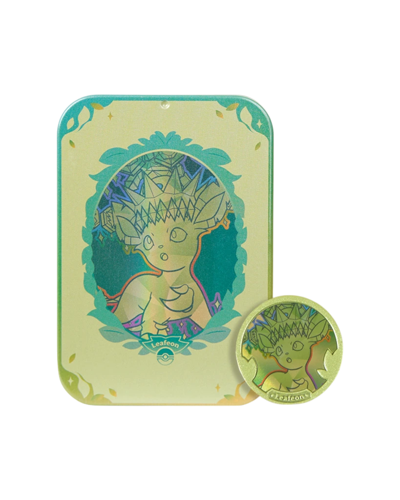 Terastal Gathering Status Coin Tin Box - Leafeon Rare Tin.webp
