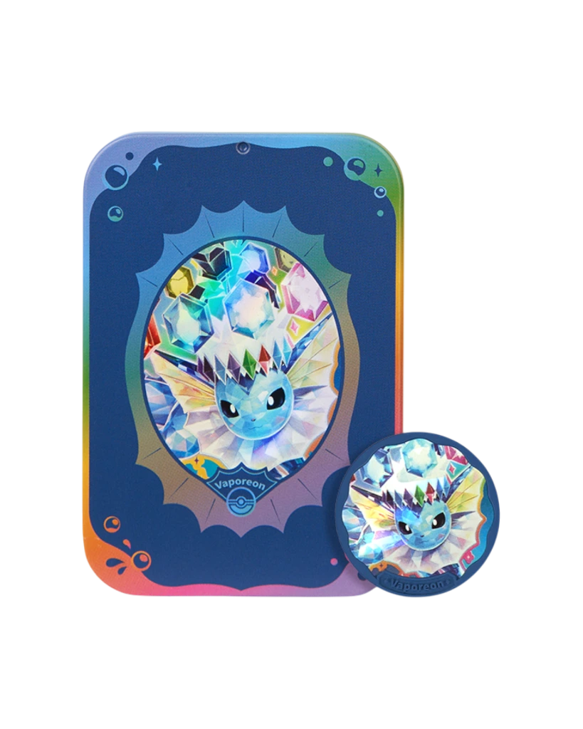 Terastal Gathering Status Coin Tin Box - Vaporeon Common Tin.webp